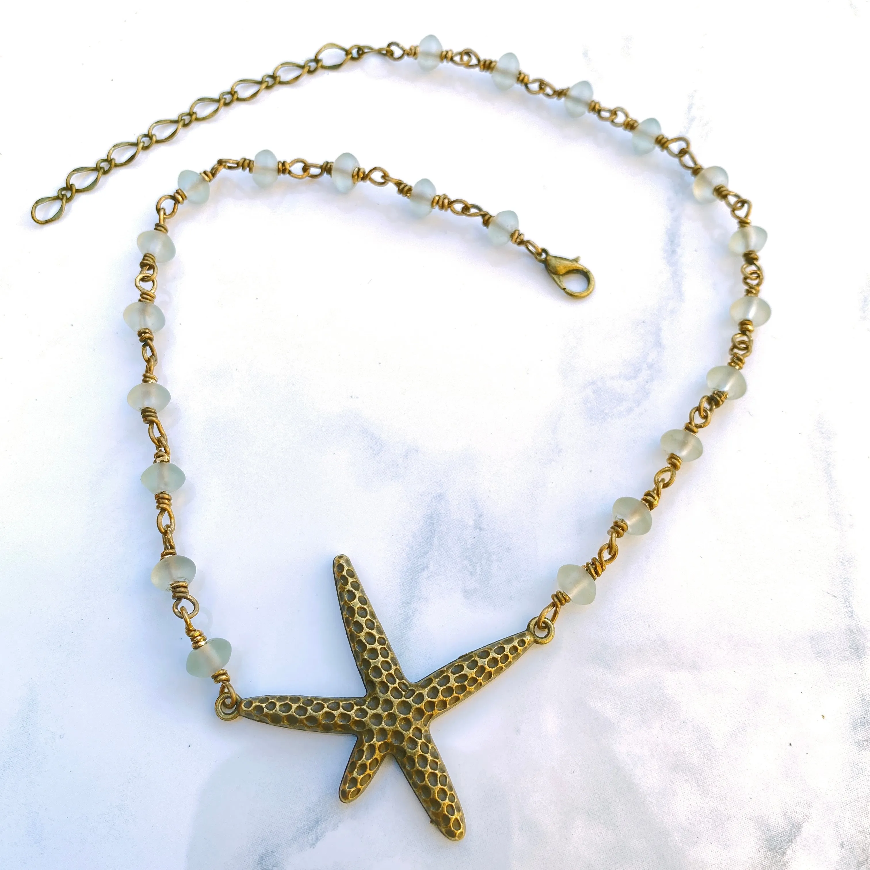 Starfish and Quartz gemstone Choker Necklace