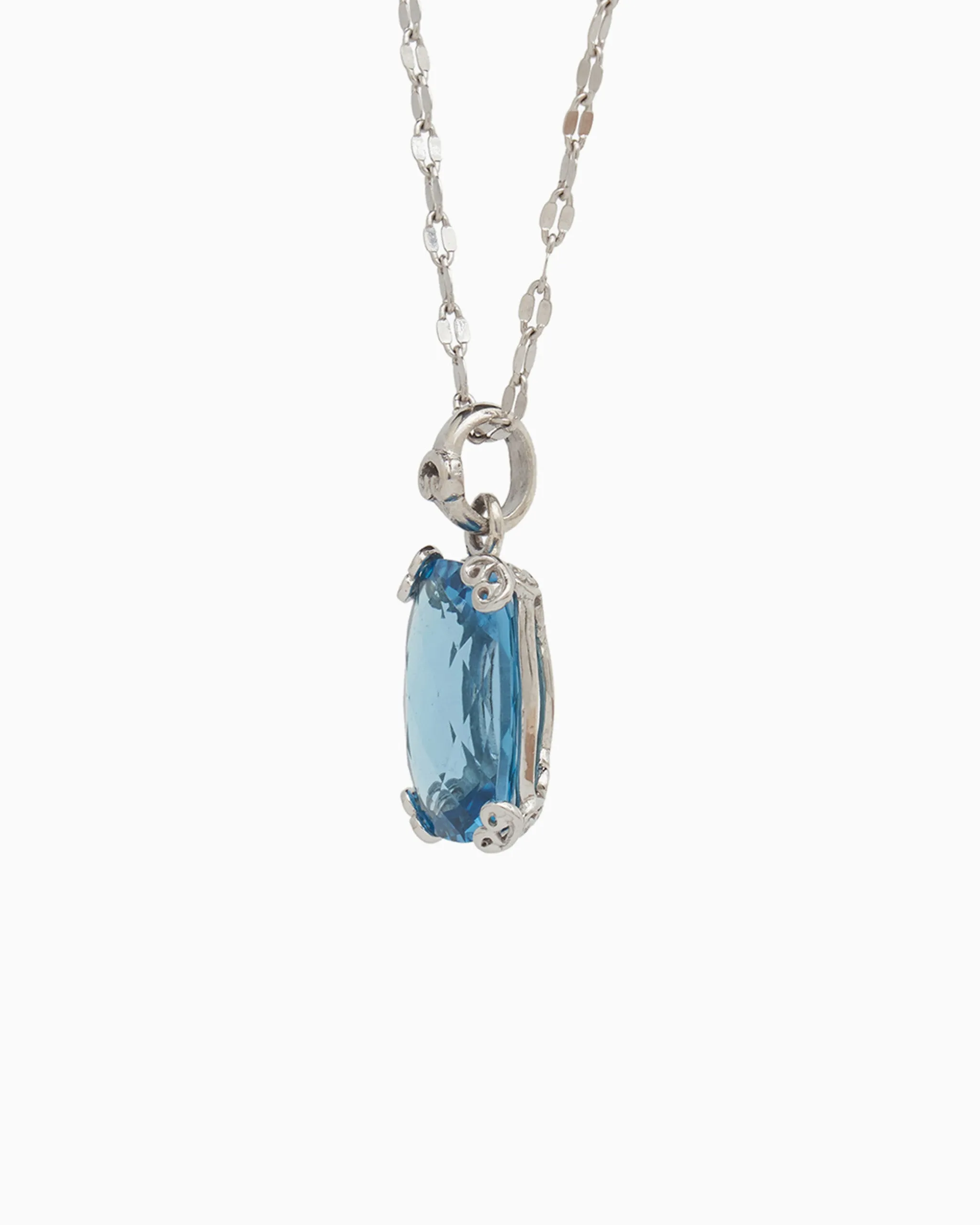 Statement Stone Pendant in Petroglyph Setting - Hampton Blue Topaz