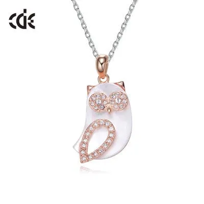 Sterling silver trendy owl necklace