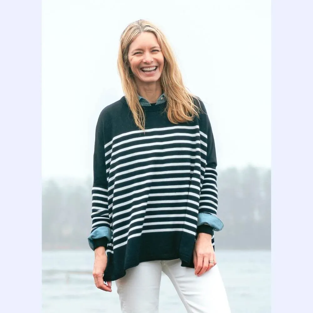 Striped Oversized Crewneck Sweater