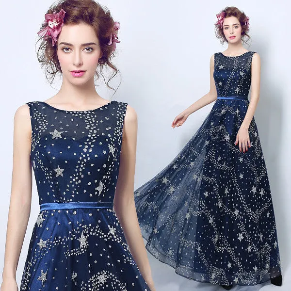 The Cassiopeia Blue Stars Sleeveless Gown