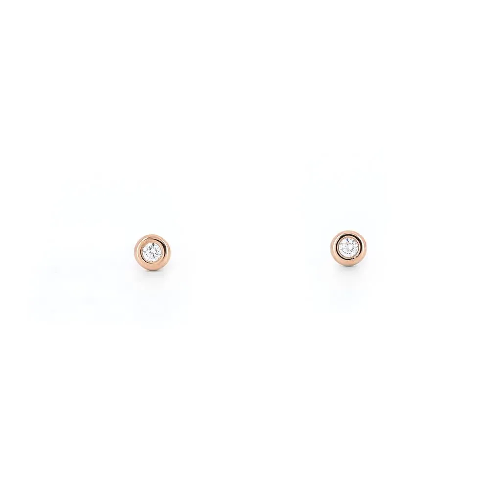 Tiffany & Co. 0.06ctw Bezel Set Diamond Stud Earrings - Rose Gold