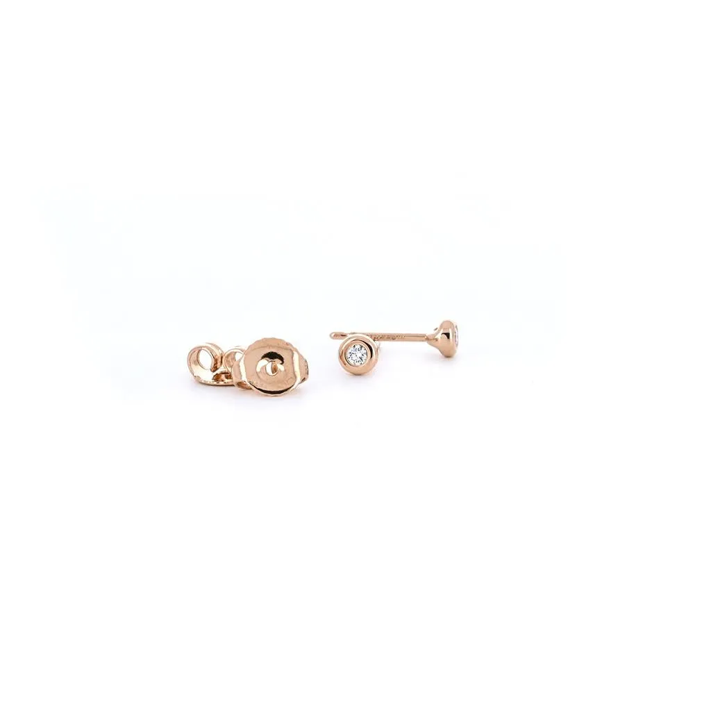 Tiffany & Co. 0.06ctw Bezel Set Diamond Stud Earrings - Rose Gold