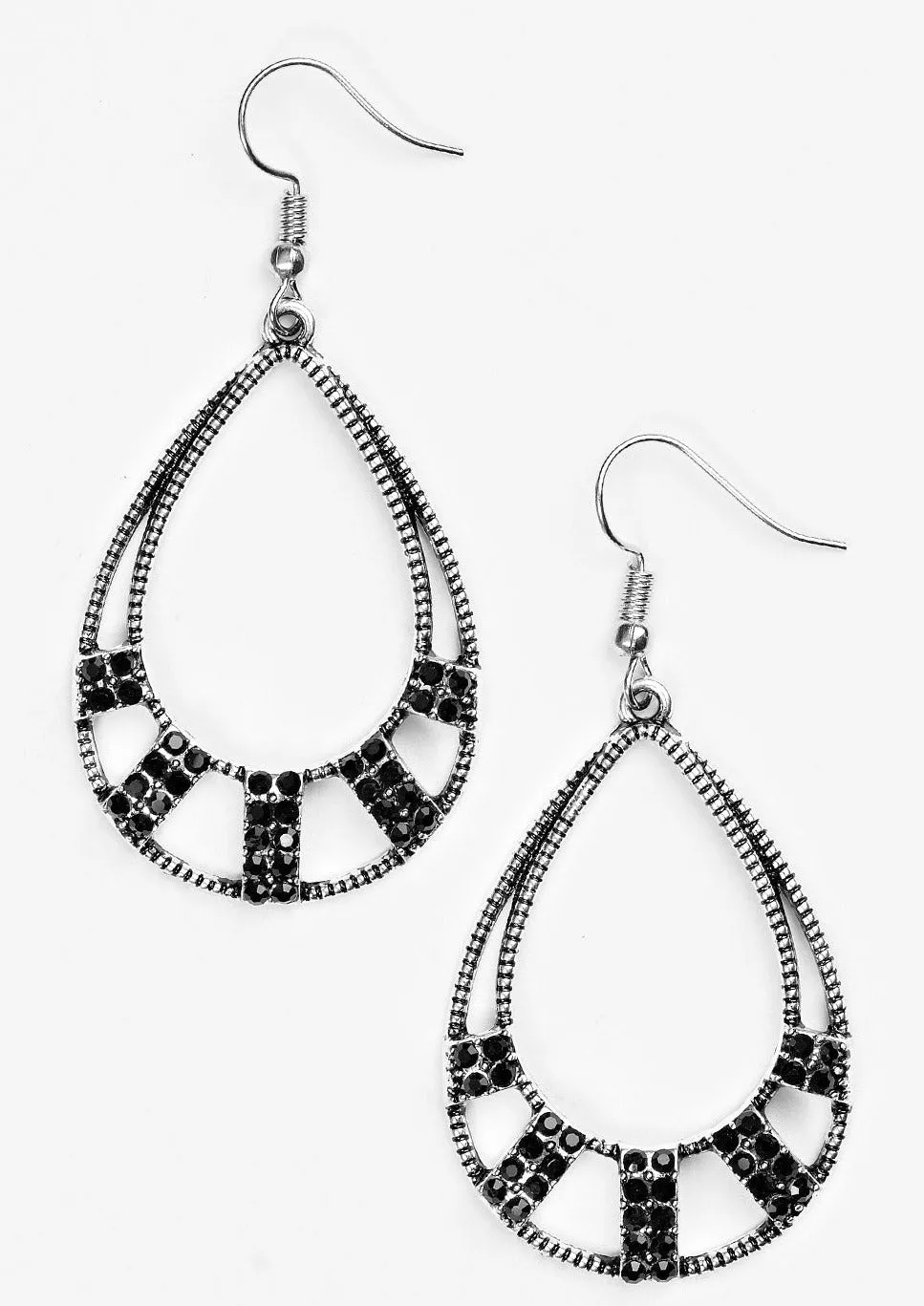 Trillion Dollar Teardrop Black Earrings