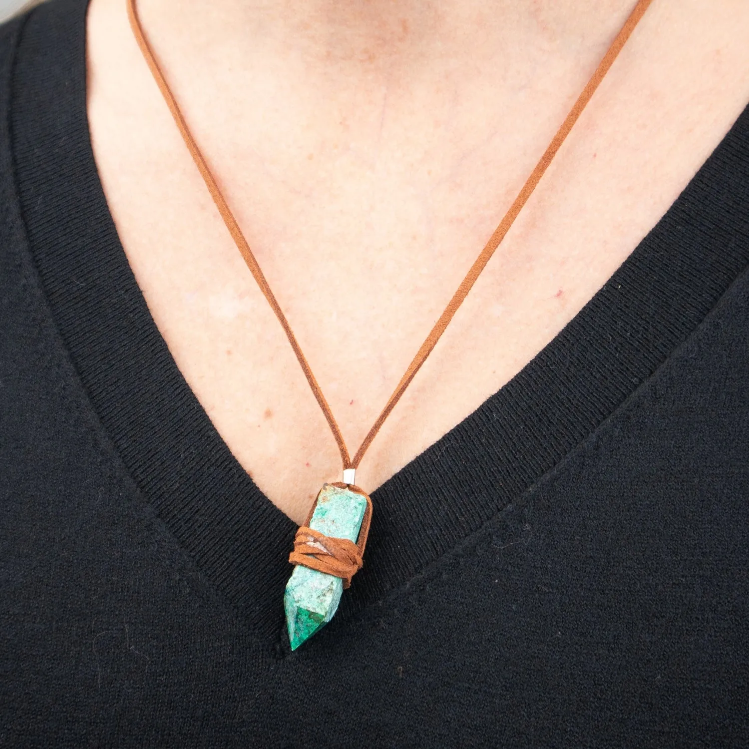 Turquoise Crystal Point Necklace