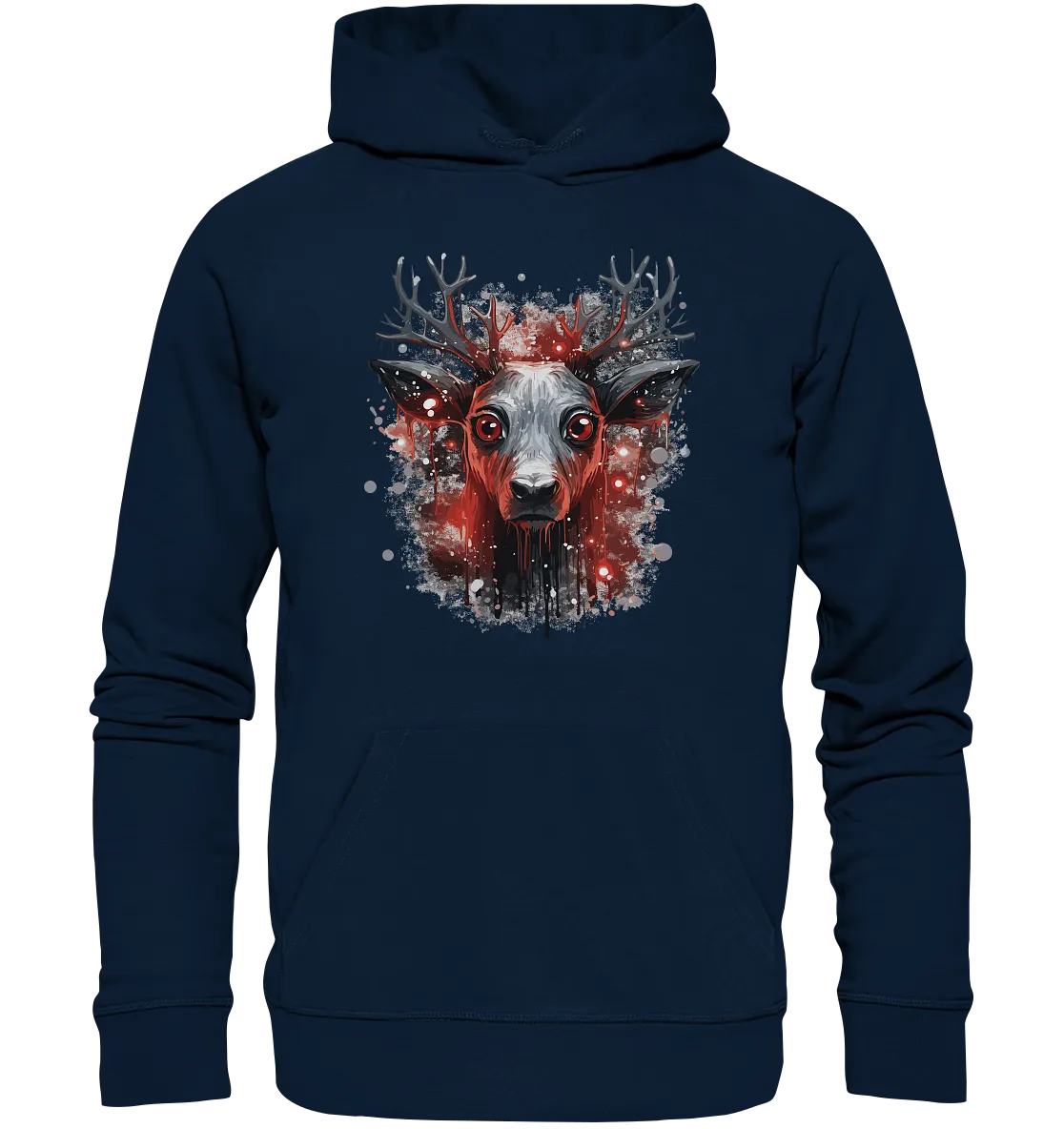 Unisex Bio-Hoodie mit Weihnachtsmotiv "Rentier düster"