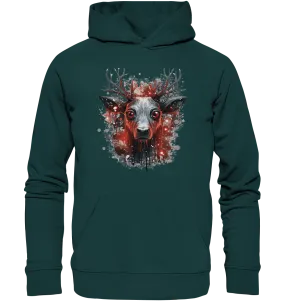 Unisex Bio-Hoodie mit Weihnachtsmotiv "Rentier düster"