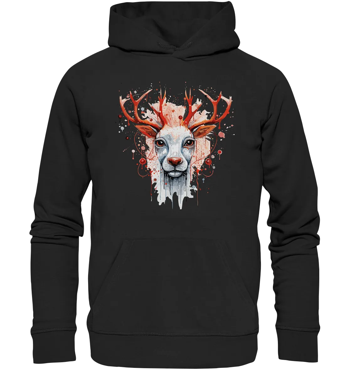 Unisex Bio-Hoodie mit Weihnachtsmotiv "Rentier rote Nase"