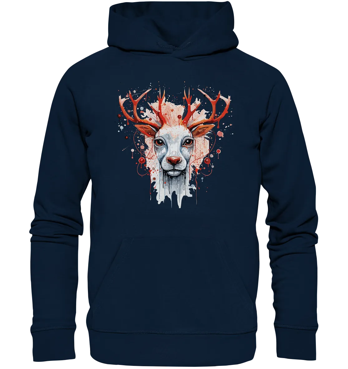 Unisex Bio-Hoodie mit Weihnachtsmotiv "Rentier rote Nase"