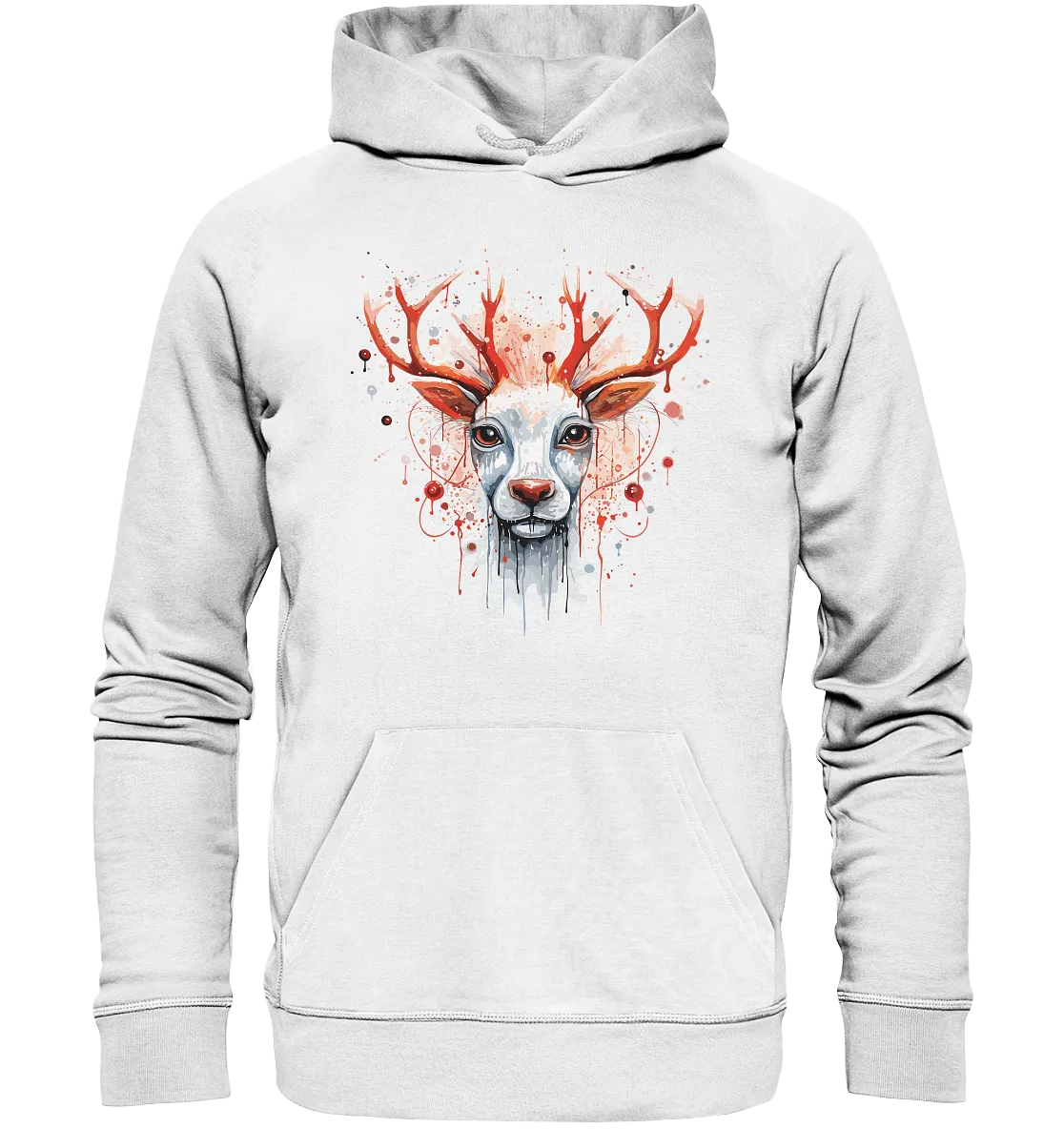 Unisex Bio-Hoodie mit Weihnachtsmotiv "Rentier rote Nase"