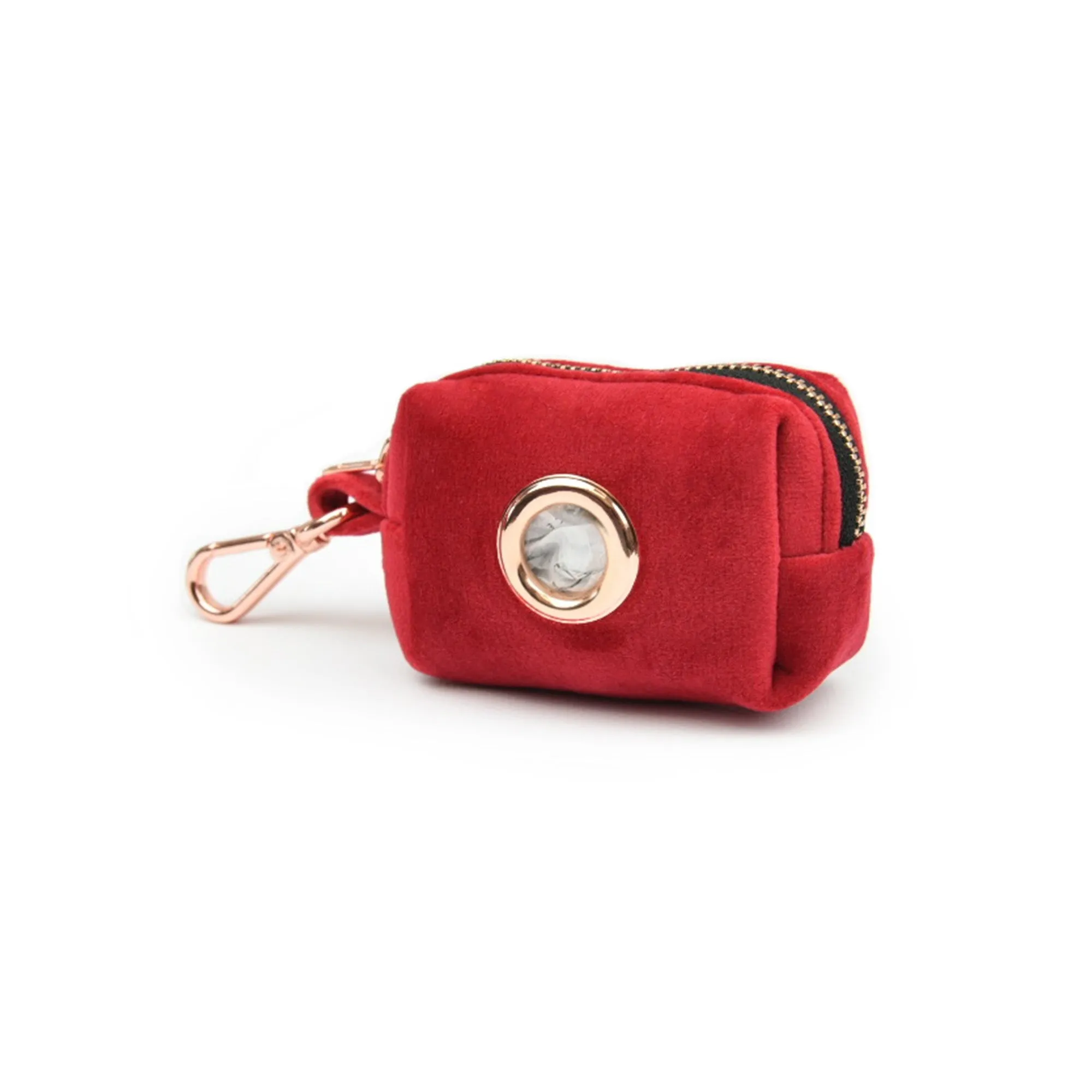 Velvet Poop Bag Holder // Lover Red