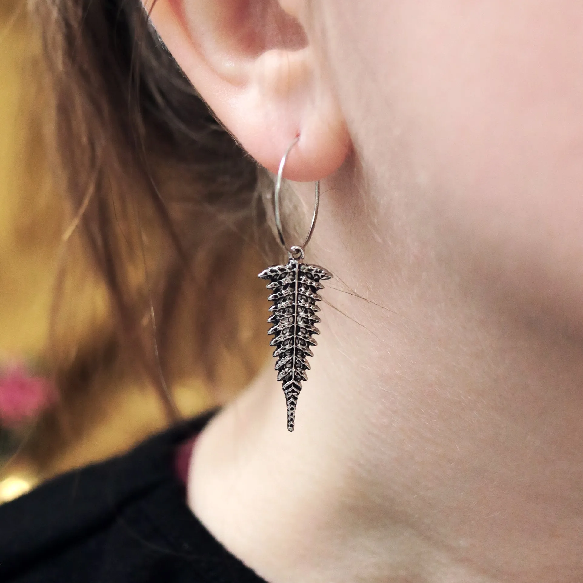 Winter's Forest Fern Hoop Earrings *Colour Select