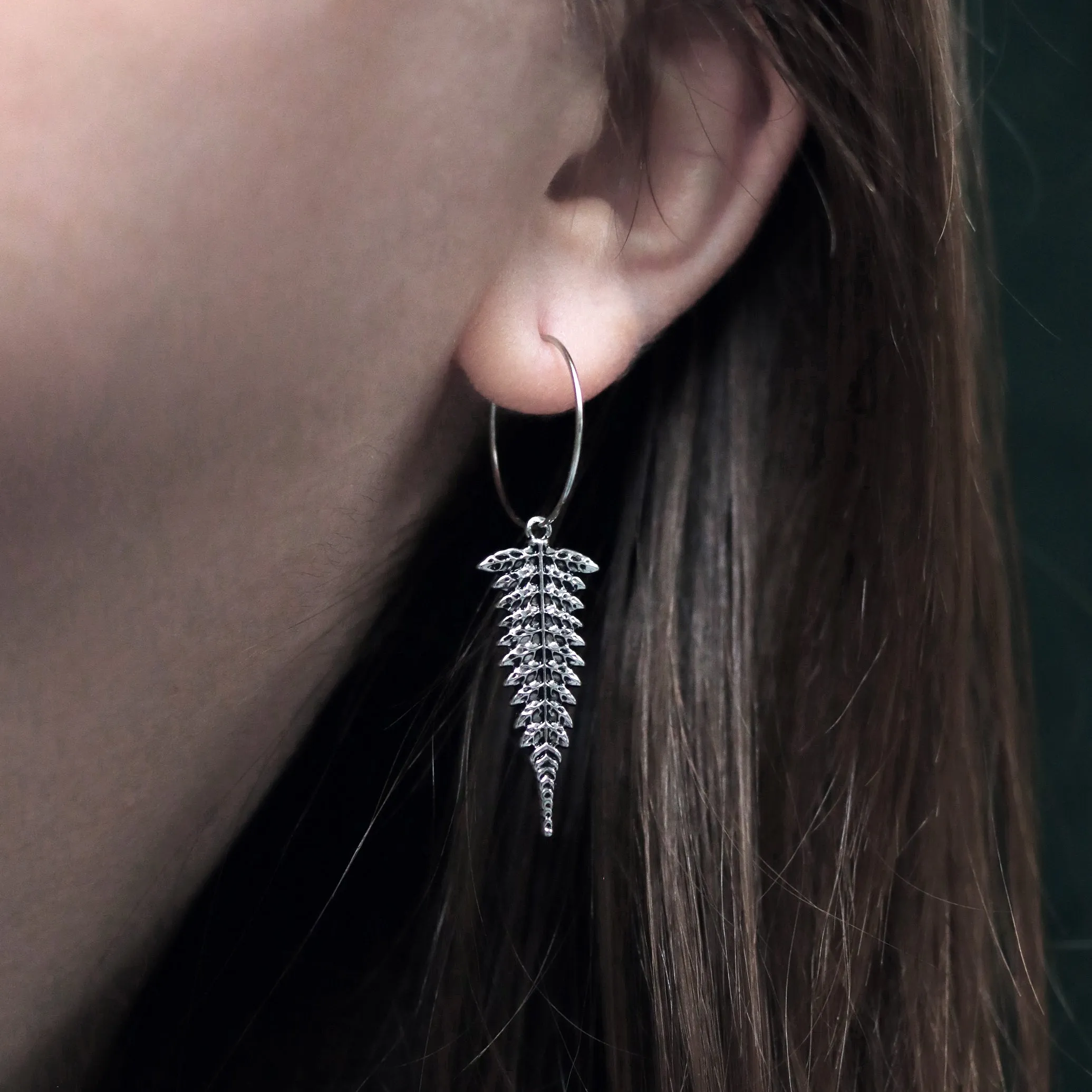 Winter's Forest Fern Hoop Earrings *Colour Select