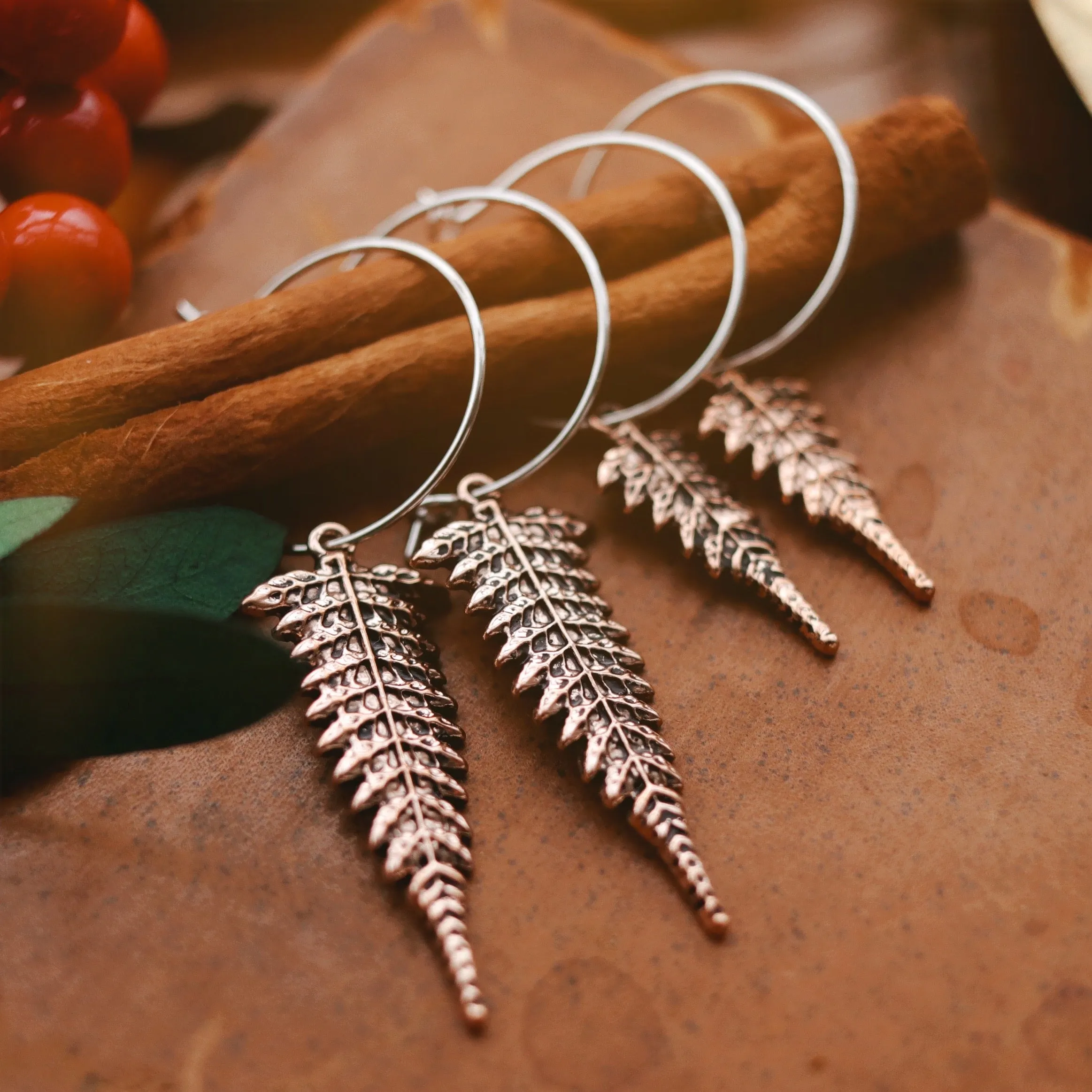 Winter's Forest Fern Hoop Earrings *Colour Select