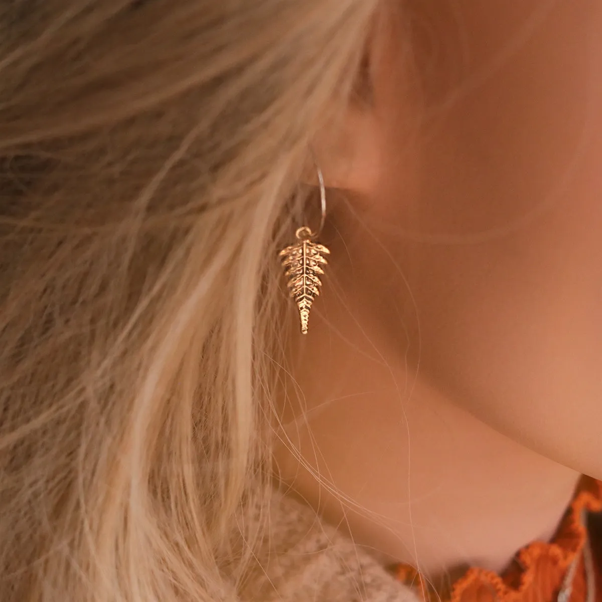 Winter's Forest Fern Hoop Earrings *Colour Select