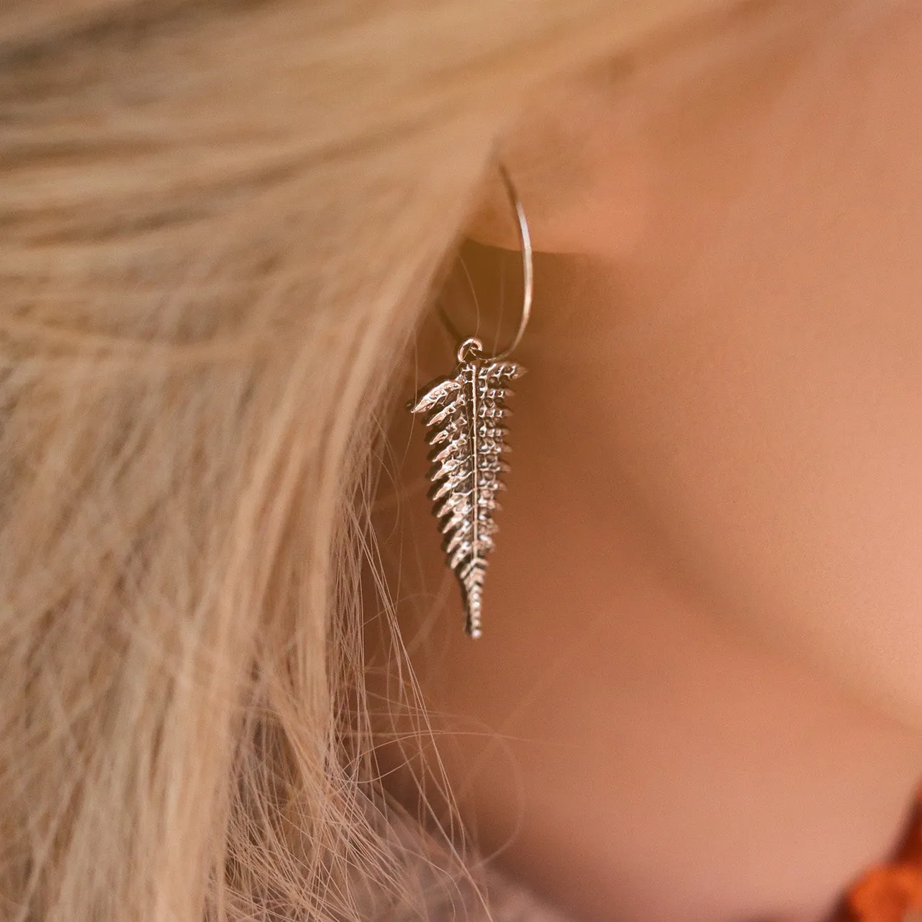 Winter's Forest Fern Hoop Earrings *Colour Select