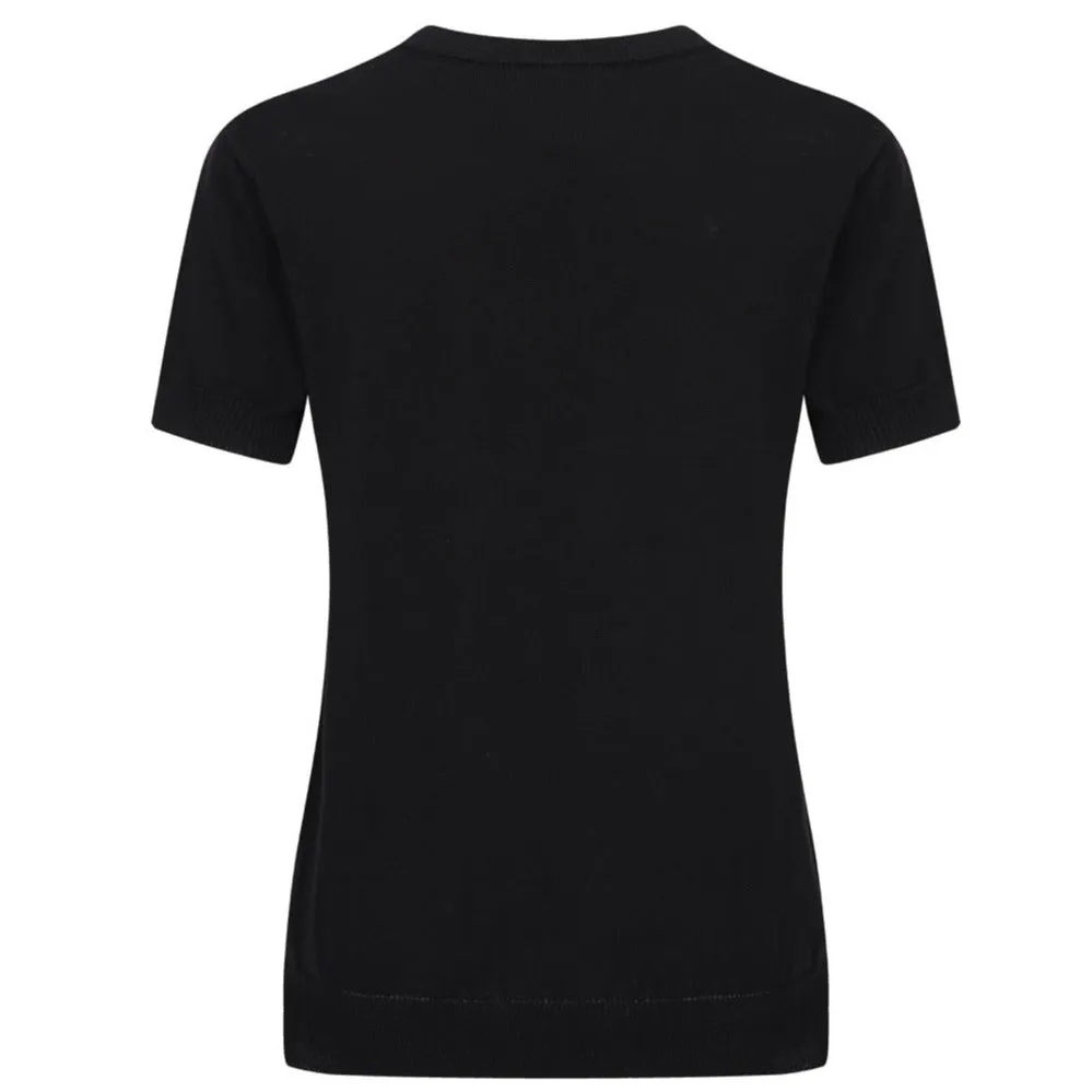 Women Black Lighting Short Sleeves Knitwear